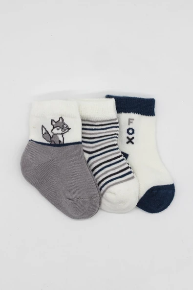 Bistyle 3'Lü Penye Soket Çorap BS10109 Gri - Resim 2