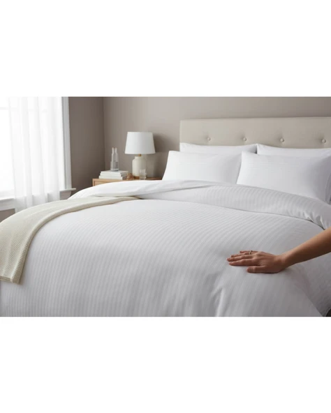 Lumira Çizgili Pamuk Saten Nevresim Takımı | Tek Kişilik Premium | 83 Tel Otel Serisi | 160x230 - Resim 9