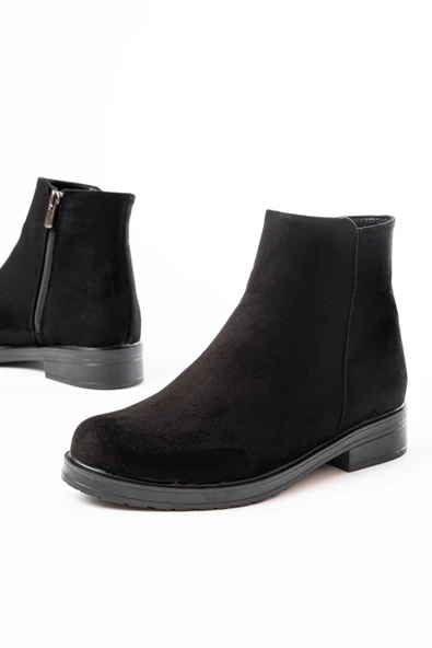 165-204 Siyah Süet Fermuarlı Günlük Kadın Bot - Resim 3
