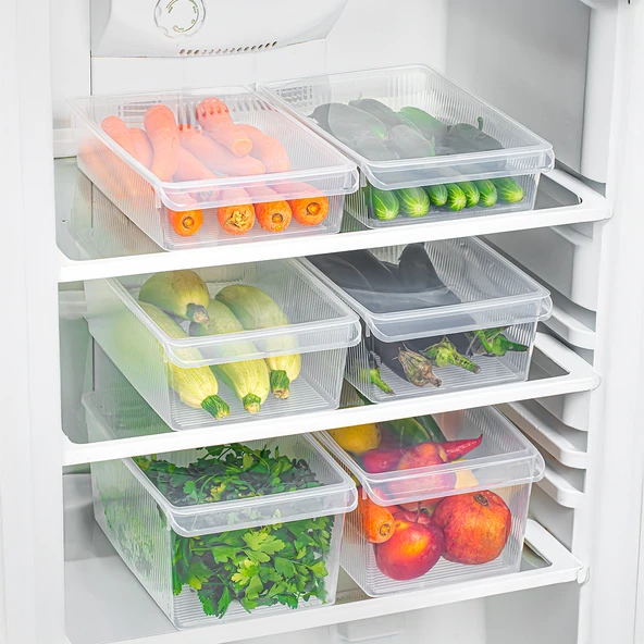 Porsima 6'lı Kapaklı Dolap İçi ve Buzdolabı İçi Düzenleyici Banyo Mutfak Organizeri (2 şer adet 4-6-8 Litre) - 2