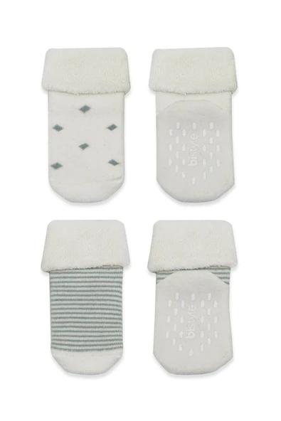 Bistyle 2'Li Havlu Soket Kaymaz Çorap 10504 Nil Ekru - Resim 3