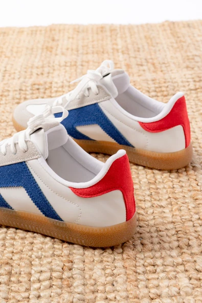 M-5007 Beyaz Garni  Bağcıklı Termo Taban Günlük Kadın Spor - Resim 5