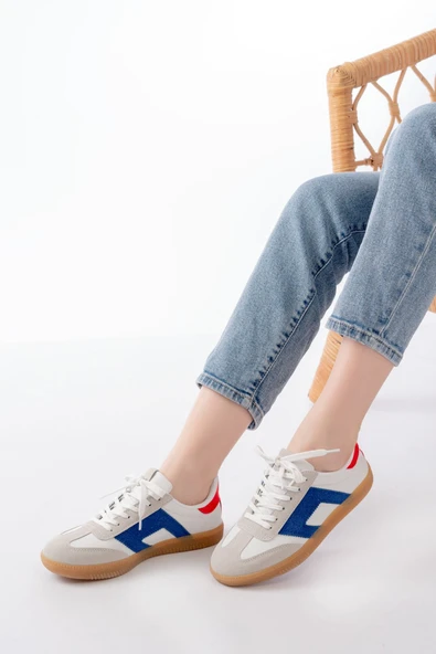 M-5007 Beyaz Garni  Bağcıklı Termo Taban Günlük Kadın Spor ürün görseli