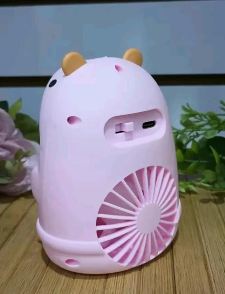 MASAÜSTÜ ŞARZLI ÖZEL FİGÜRLÜ PEMBE RENK IŞIKLI FAN - 3