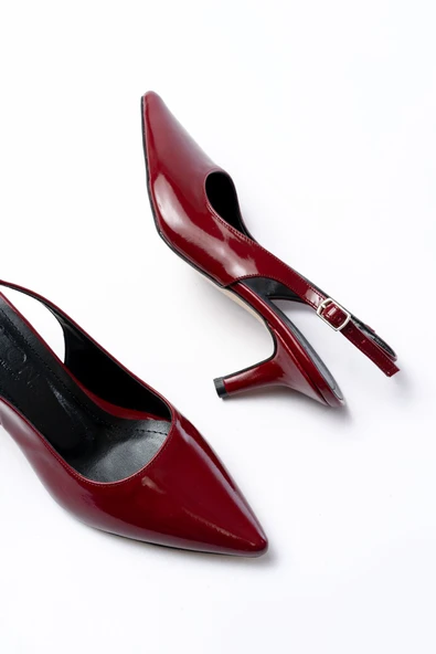 ST-1152 Bordo Rugan Günlük 7 cm Topuklu Kadın Ayakkabı - Resim 2