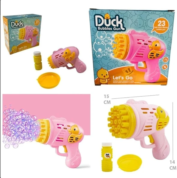 Duck köpük tabancası 23 nokta çıkışlı pilli pembe renk