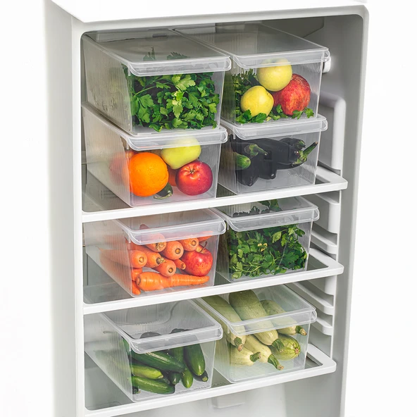 Porsima 3185 6'lı Kapaklı Dolap İçi ve Buzdolabı İçi Düzenleyici Banyo Mutfak Organizeri 8 Litre - 2