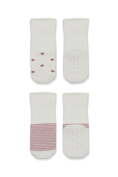 Bistyle 2'Li Havlu Soket Kaymaz Çorap 10504 Ekru Pudra - Resim 4