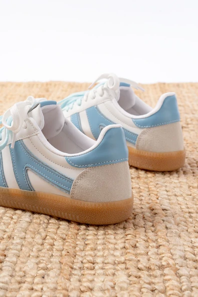 M-6005 Mavi Garni  Bağcıklı Termo Taban Günlük Kadın Spor - Resim 5