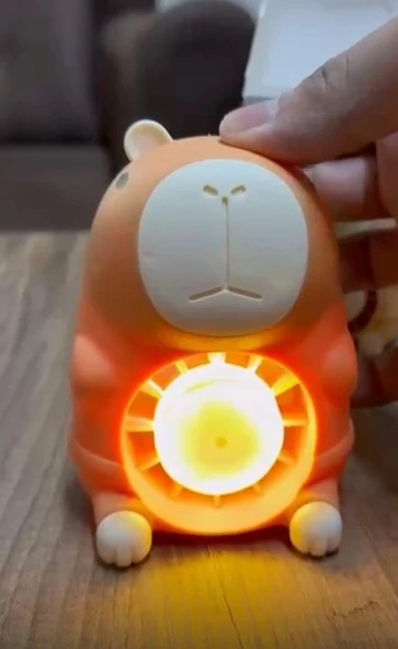 MASAÜSTÜ ŞARZLI ÖZEL FİGÜRLÜ KAHVERENGİ RENK IŞIKLI FAN - 2