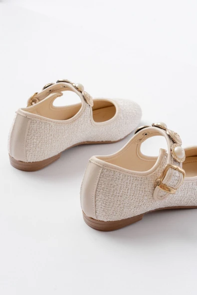 İNF-6363 Bej Havlu Desenli Baret Tokalı Günlük Bayan Ayakkabı - Resim 5