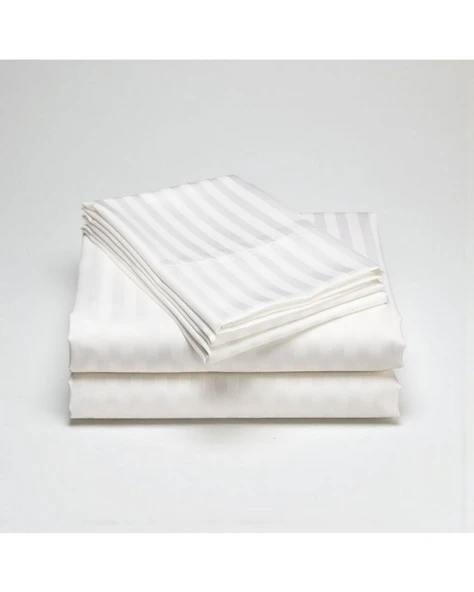 Lumira Çizgili Pamuk Saten Nevresim Takımı | Tek Kişilik Premium | 83 Tel Otel Serisi | 160x230 - Resim 7