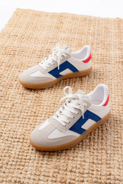 M-5007 Beyaz Garni  Bağcıklı Termo Taban Günlük Kadın Spor - Resim 3