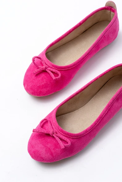 6101 Fuşya Süet Fiyonklu Günlük Kadın Babet - Resim 4