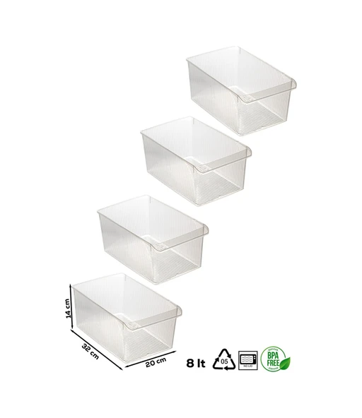 Porsima 3185 4lü 8 Litre Dolap Içi ve Buzdolabı Içi Düzenleyici Banyo Mutfak Organizeri 20X32X7 cm - 3