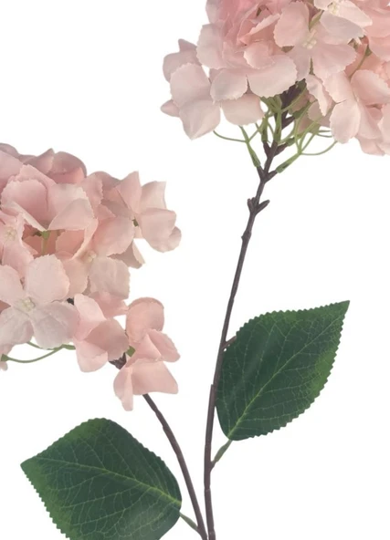 Yapay Çiçek Ortanca 90cm 2Toplu Pembe Tek Dal Kumaş Çiçek Uzun Dal - Resim 3