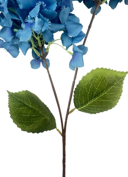 Yapay Çiçek Ortanca 90cm 2Toplu Mavi Koyu Tek Dal Kumaş Çiçek Uzun Dal - Resim 2