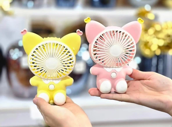 SEVİMLİ HAYVAN MASAÜSTÜ ŞARZLI ÖZEL FİGÜRLÜ PEMBE RENK EL FANI - 2