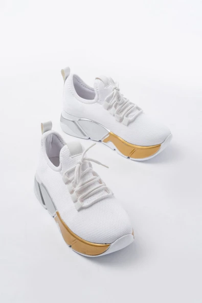 RS-400  Beyaz Bağcıklı Fileli Renkli Taban Günlük Kadın Spor - Resim 3