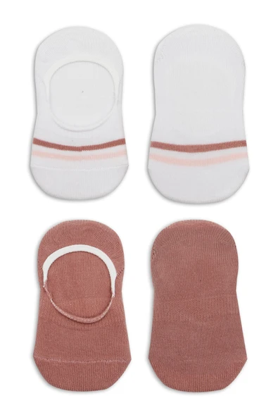 Bistyle 2'Li Penye Babet Silikon Çemberli Çorap 30102 Pudra Beyaz - Resim 4