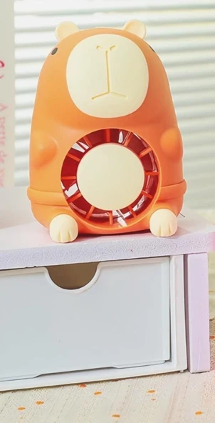 MASAÜSTÜ ŞARZLI ÖZEL FİGÜRLÜ KAHVERENGİ RENK IŞIKLI FAN