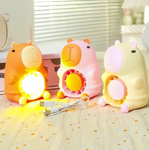 MASAÜSTÜ ŞARZLI ÖZEL FİGÜRLÜ SARI RENK IŞIKLI FAN - 6