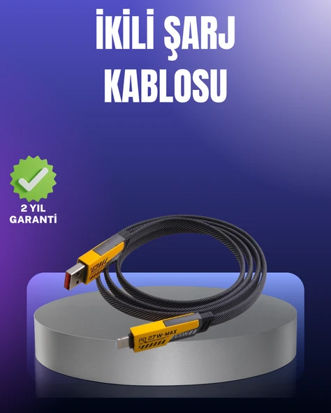 Evrensel Uyumluluklu Dayanıklı Metal Başlıklı Hızlı Şarj Kablosu - 1