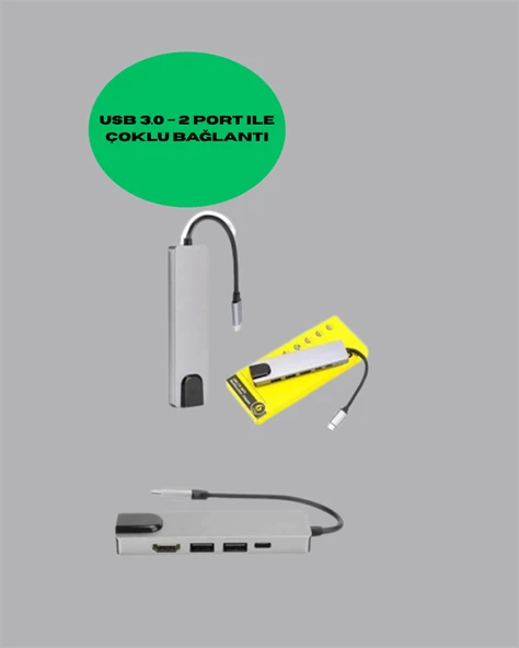 USB‑C Çoklu Bağlantı Merkezi – 5 Gbps, 100‑240 V, Sağlam Eloksal Tasarım - 3