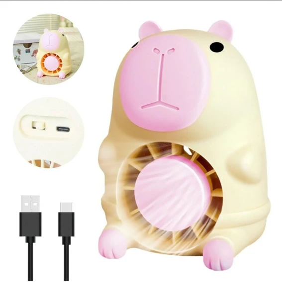 MASAÜSTÜ ŞARZLI ÖZEL FİGÜRLÜ SARI RENK IŞIKLI FAN - 2