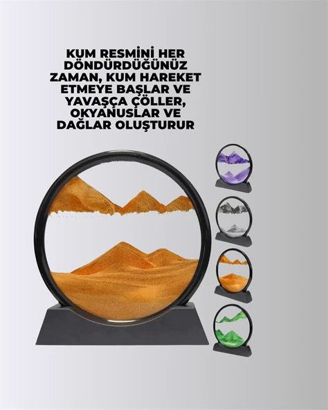 Döndürülebilir Dinamik Kum Tablosu – Stres , Yüksek Kaliteli Cam ve Doğal Kum ile Sanatsal Masa Dekoru - 2