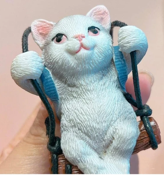 Sallanan Kedi Polyester Duvar Balkon Bahçe Süsü 4 FARKLI RENK - 8