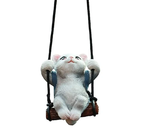 Sallanan Kedi Polyester Duvar Balkon Bahçe Süsü 4 FARKLI RENK - 7