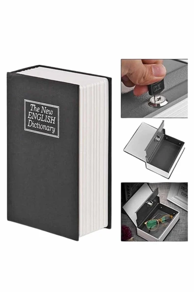 Kitap Görünümlü Gizli Kasa Büyük Boy Anahtarlı Kilitli Para Kasası - 3