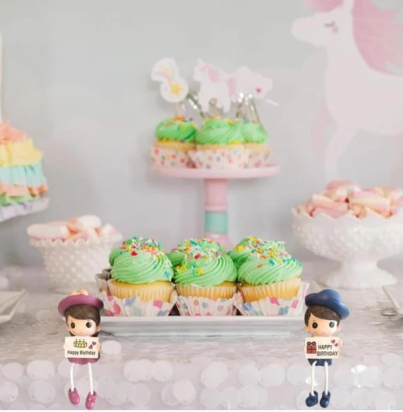 Sevgiliye Kız-Erkek Hediyelik Happy Birhday Baskılı Oturan Biblo - 3