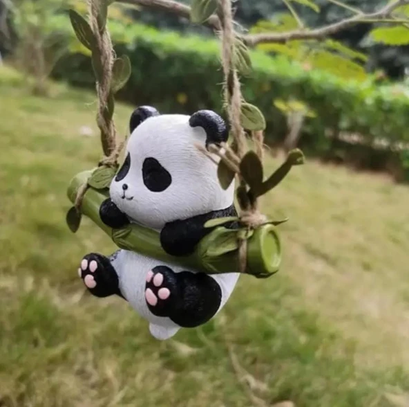 Bahçe balkon süsü dekoratif sallanan panda