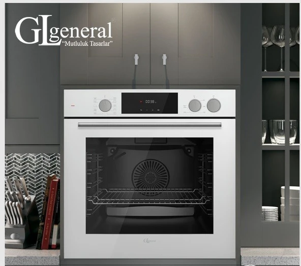 GL General Azure Beyaz Ankastre Set GLD-017B-GLO 036RSB-GLF64CB Buhar Destekli - Resim 5