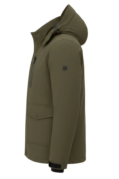 Erkek Yeşil Outdoor Su Geçirmez Kapüşonlu Kışlık Kaban – Rüzgar ve Yağmura Dayanıklı - Resim 2