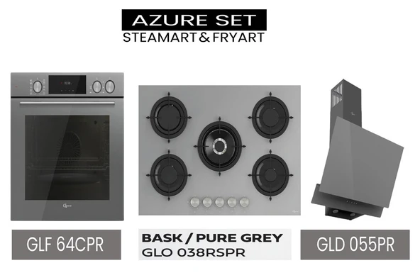 GL General Azure Gri Ankastre Set GLD055PR-GLO038RSPR-GLF64CPR Buhar Destekli ürün görseli