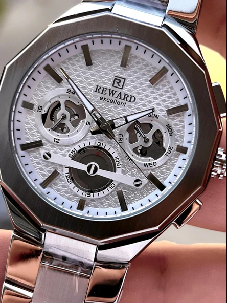 Reward Çelik Kordon Otomatik 5 Atm Suya Dayanıklı Erkek Kol Saati VS.BLKT.0517 - Resim 4