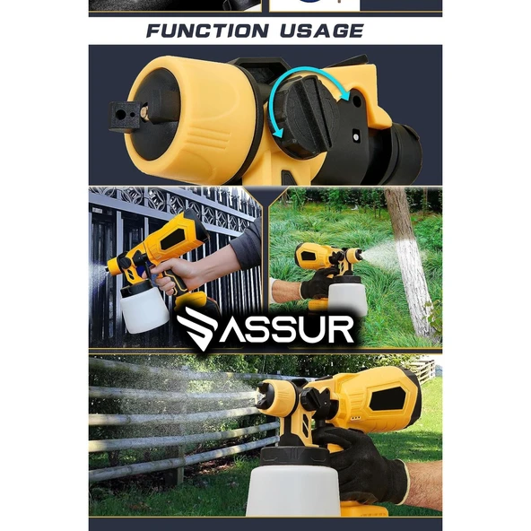 21V Çift Akülü 300 Mm Vernik Sprey Boya Püskürtme Makinesi ASSUR - 3