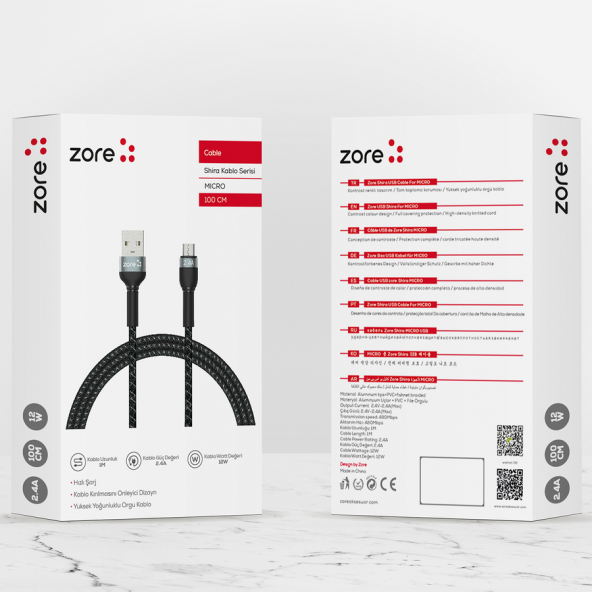 Shira Serisi 2.4A 12W 480Mbps Micro Usb Kablo 1 Metre - 2