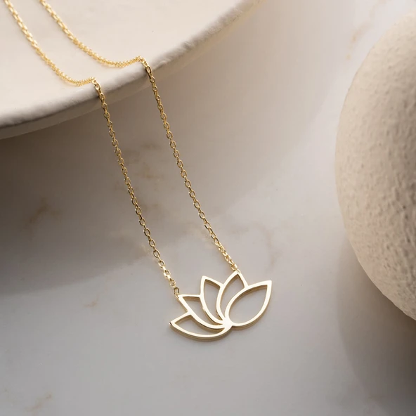 Vaoov 925 Ayar Gümüş Modern Lotus Çiçeği Kolye - Resim 4