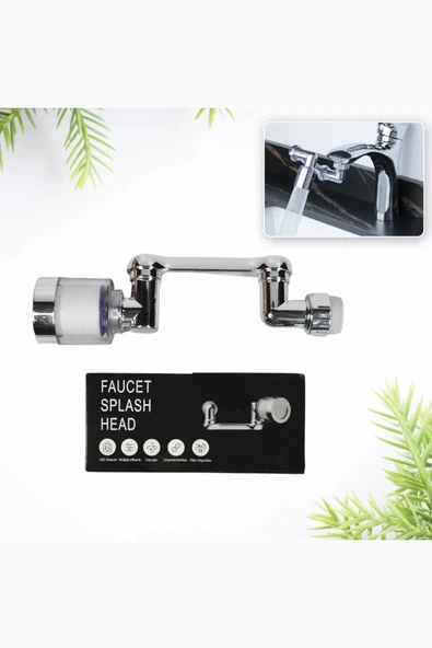 Filtreli Mutfak Banyo Musluk Başlığı 1080 Derece Dönebilen Fonksiyonel Evrensel Büyük Boy - 1