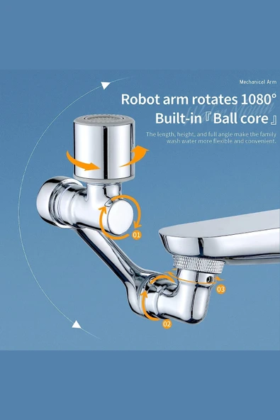 Mutfak Banyo Musluk Başlığı 1080 Derece Dönebilen Fonksiyonel Evrensel - 2