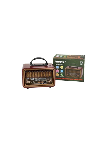 NS-8069 Retro, Nostaljik, Ahşap Tasarım Bluetooth Hoparlörlü, Şarjlı, Taşınabilir Fm/am Destekli Radyo ürün görseli