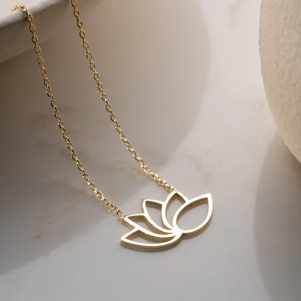 Vaoov 925 Ayar Gümüş Modern Lotus Çiçeği Kolye - Resim 2