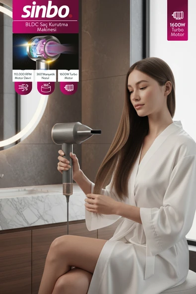 Sinbo SHD-1726 BLDC Saç Kurutma Makinesi - Gri ürün görseli