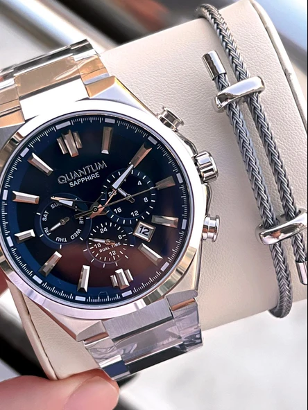 Quantum  İtalyan Bileklik Setli 2 Yıl Garantili Suya Dayanıklı Çelik Kordon Renk Atma Yapmaz VS.BLKT.0570 ürün görseli