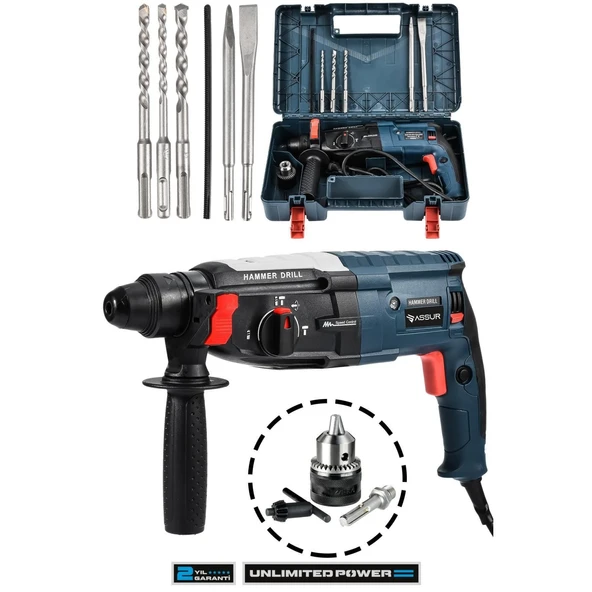 850W Assur Metal Şanzıman Darbeli Matkap Kırıcı Delici Hilti 2-28mm