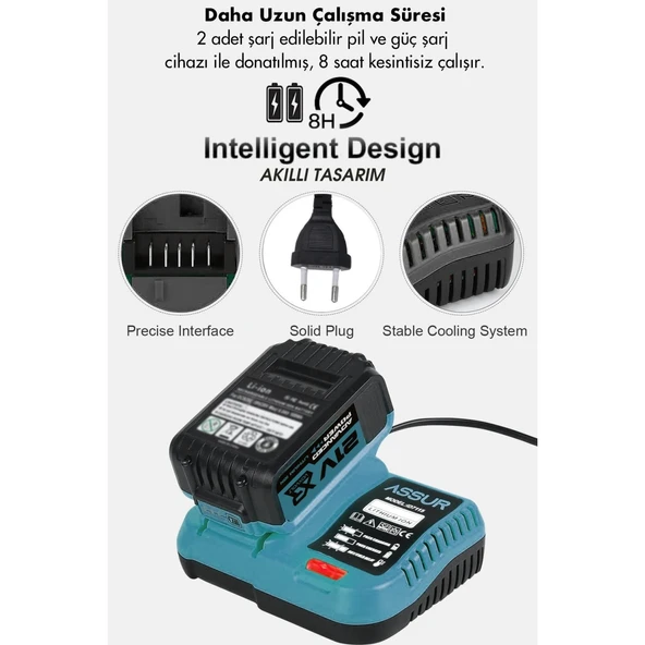 Profesyonel 21v Çift Akülü Metal Şanzıman Dekupaj Testere Makinesi ASSUR - Resim 2